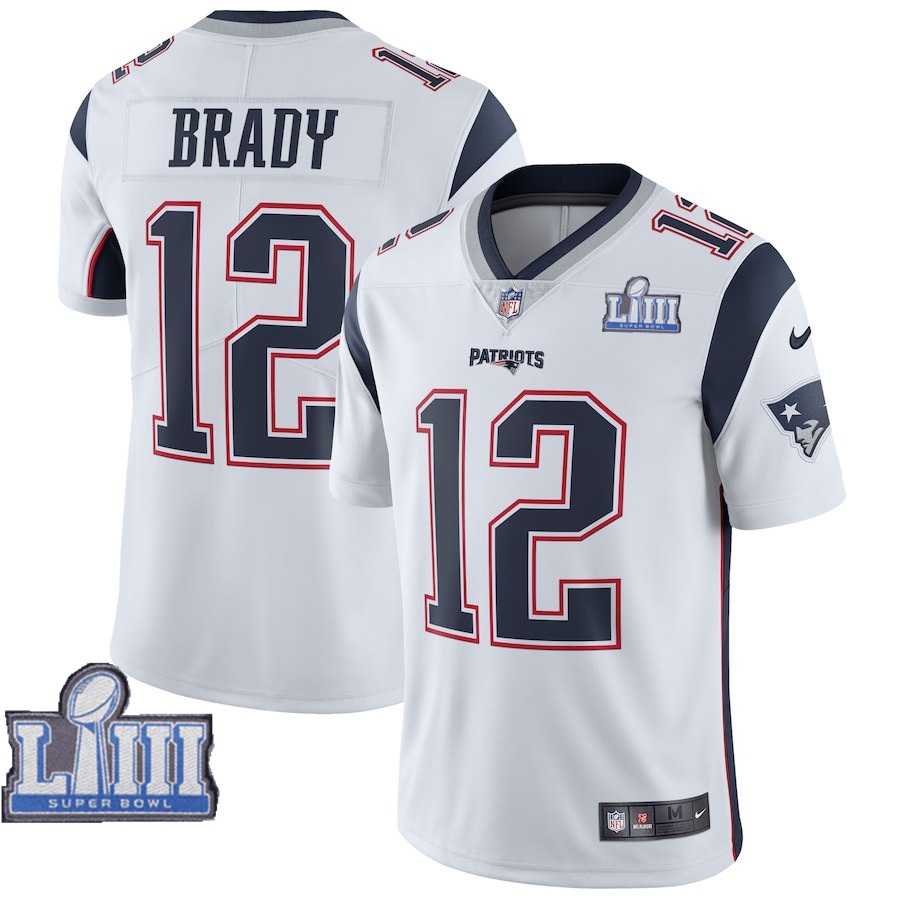 Youth Nike Patriots 12 Tom Brady White 2019 Super Bowl LIII Vapor Untouchable Limited Jersey,We sell and wholesale Youth Nike Patriots 12 Tom Brady White 2019 Super Bowl LIII Vapor Untouchable Limited Jersey on line form chian!